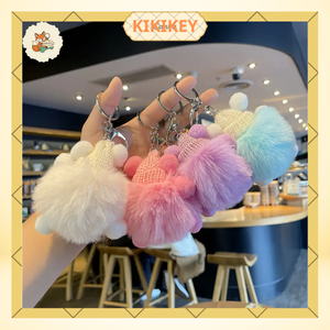 Móc Khóa Gấu Bông Lông Xù Đeo Kính Cute, Móc Chìa Khoá